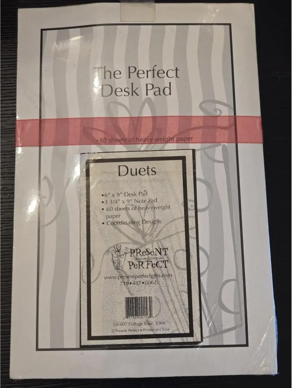 2004 Present Perfect Duets Cottage Rose Desk Pad & Note Pad Set Sealed New